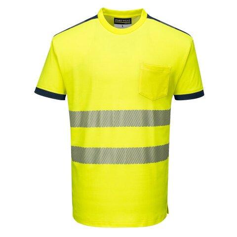 LOT DE 2 - PORTWEST T181 T-SHIRT HV PW3 JAUNE/MARINE - TAILLE XXL