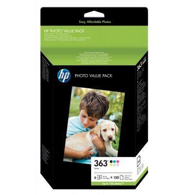 Lot de 6 cartouches jet d'encre HP série 363 - Avec paquet de 150 feuilles 10x15 250g_0