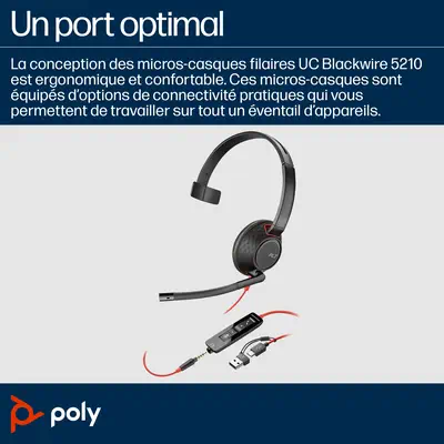 Micro-casque monaural USB-C Poly Blackwire 5210 + prise 3,5 mm + adaptateur USB-C/A (lot)_0
