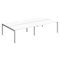 Pôle 4 bureaux droits Teamline L 320 cm - plateaux blanc piètement métal aluminium arche_0