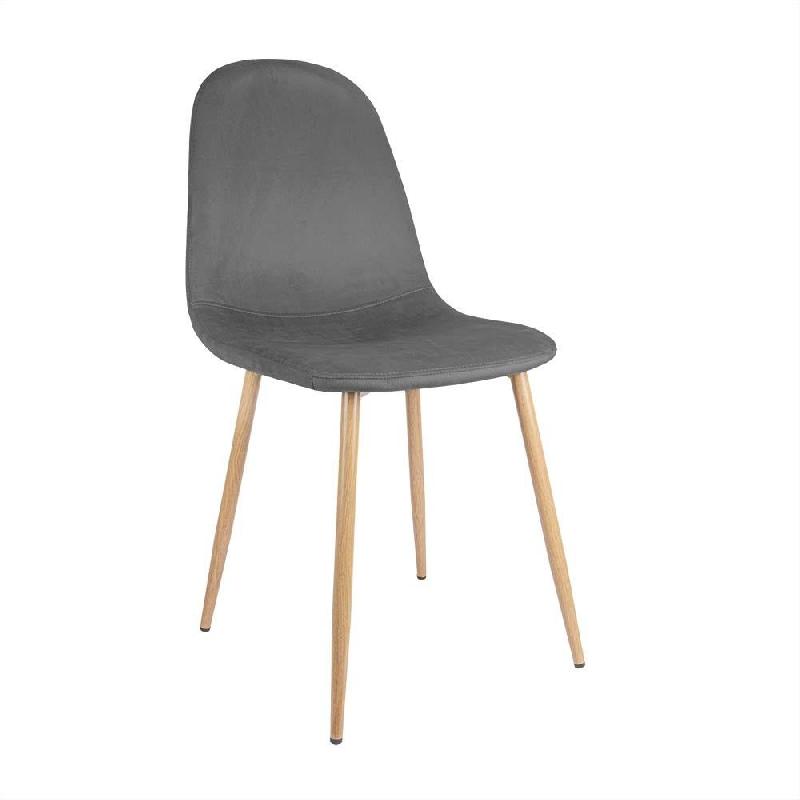Pack 4 chaises Supra-tek velours  54x45x87cm gris_0