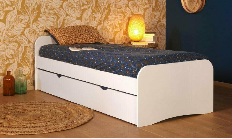 PACK LIT NEO + MATELAS  BLANC 90X190 CM/OPT:MATELAS ELBE HR