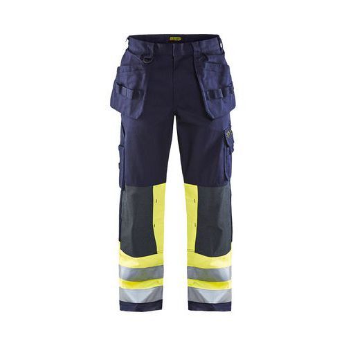 PANTALON DE TRAVAIL ARTISAN MULTINORMES MARINE JAUNE FLUO D120 - BLAKLADER