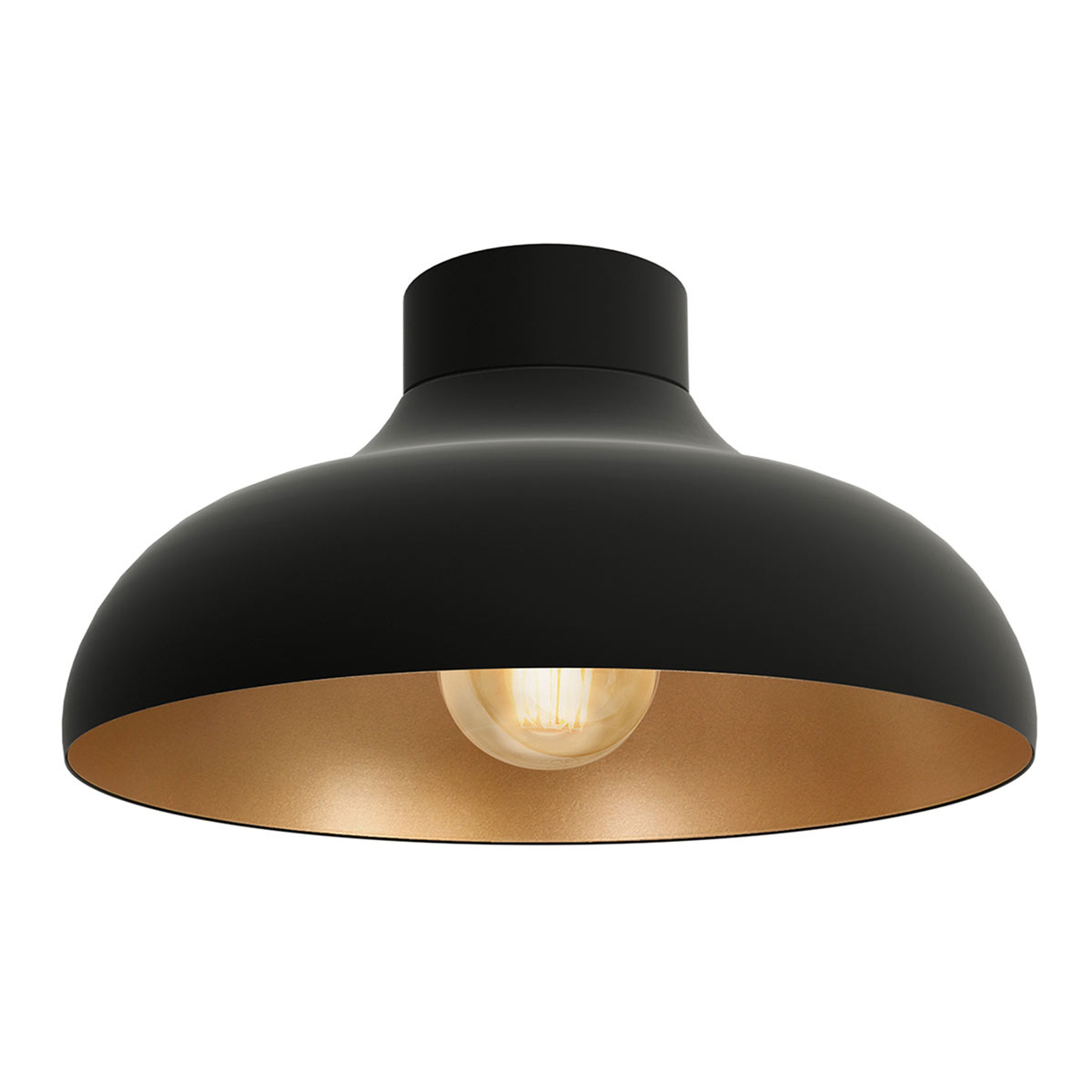 LUMINEX PLAFONNIER BASCA, EXTÉRIEUR NOIR, INTÉRIEUR CUIVRÉ