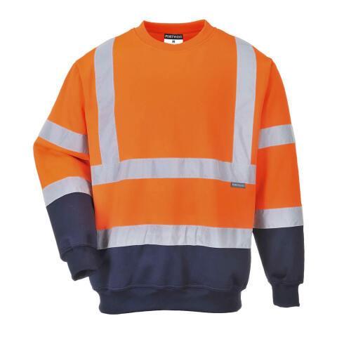 PORTWEST B306 SWEATSHIRT BICOLORE HIVIS ORANGE/MARINE - TAILLE S