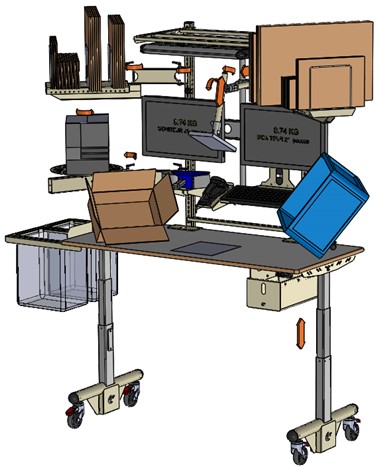 Poste d'emballage ergonomique motorisé - prêt pour tablette, dalle tactile ou antenne RFID_0
