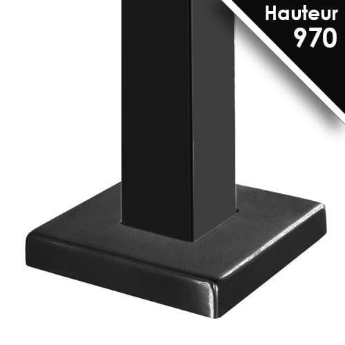 POTEAU DE GARDE-CORPS - CARRÉ 40 X 40 MM - NOIR ANTHRACITE - AVEC EMBASE ET CACHE DESIGN PRODUCTION