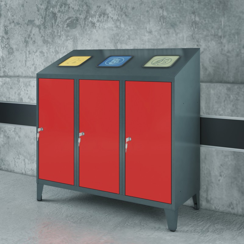 Poubelle tri sélectif - De 1 à 3 contenants - Avec couvercle automatique et options personnalisables_0