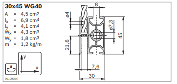 Profilé en aluminium pour grille de protection 30x45 wg40_0