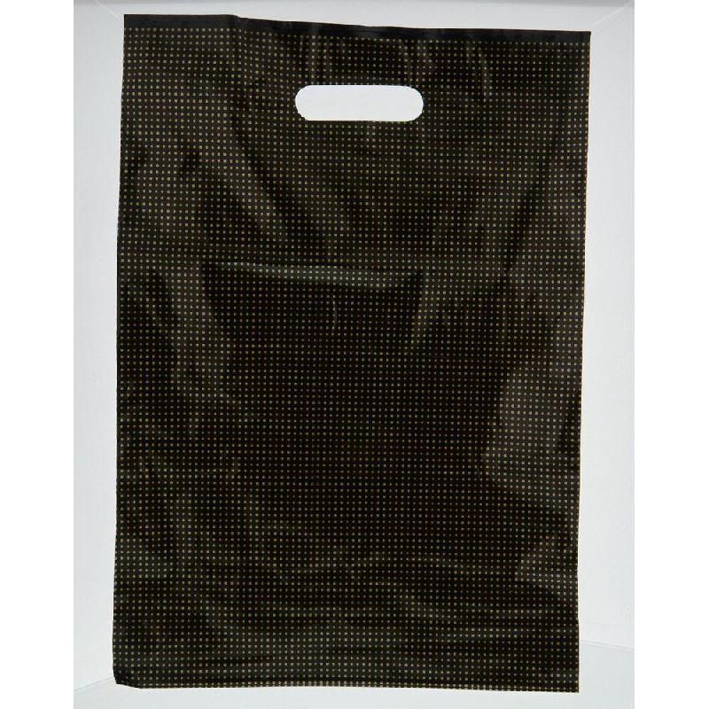 Sac plastique poignée découpée pois or - 34x8x48cm - par 300_0
