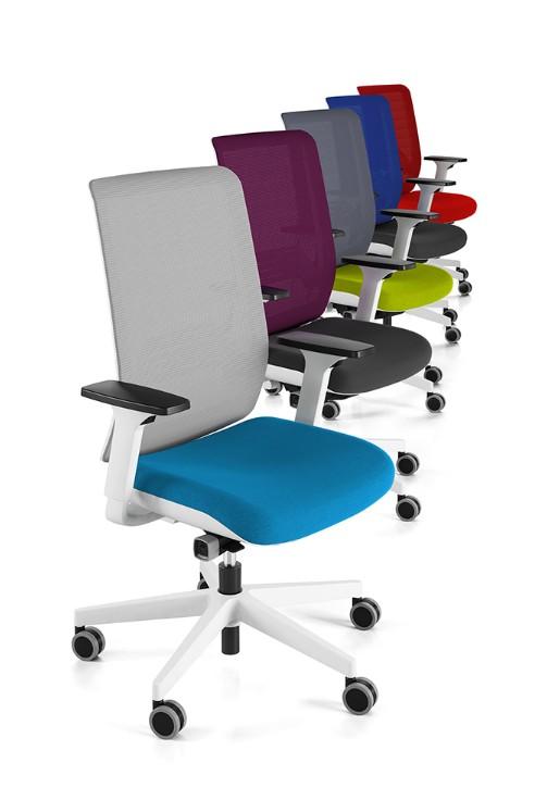 Siège de bureau Wi-Max finition blanc avec dossier résille de couleur - SOKOA - Noir, Rouge, Non, Non, Non_0