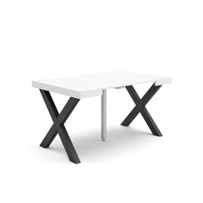 SKRAUT HOME Table console extensible, 140, Pour 6 personnes, Pieds bois massif, Blanc - blanc Bois manufacturé 163_25_0