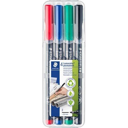 Staedtler 318 WP4 Etui de 4 Feutres Pointe 0,6 mm Assortis, Black/Blue/Green/Red - multicolore 318 WP4_0