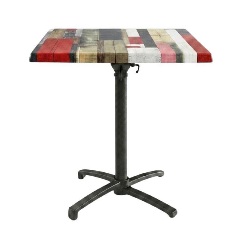 Table pliable 60x60 cm plateau stratifié moulé modèle table red street moulé pied t-one - tigaone - rouge 3701680324994_0