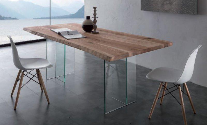 Table Repas Bio Glass En Bois Massif Pietement En Verre