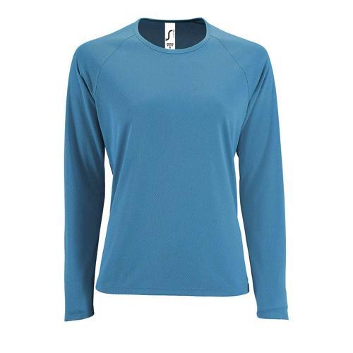 TEE-SHIRT PERSONNALISABLE MANCHE LONGUE DESPORT FEMME EN POLYESTER AQUA