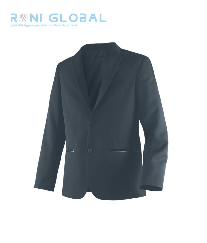 Veste de service noire pour homme - doublée, coupe slim fit, col tailleur, 3 poches - AUSTRALE ROBUR_0