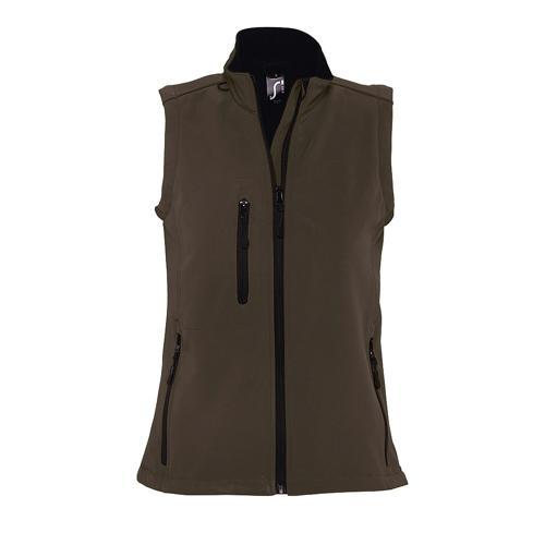 VESTE SANS MANCHE FEMME ZIPPÉE SOFTSHELL EN POLYESTER CHOCOLAT FONCE