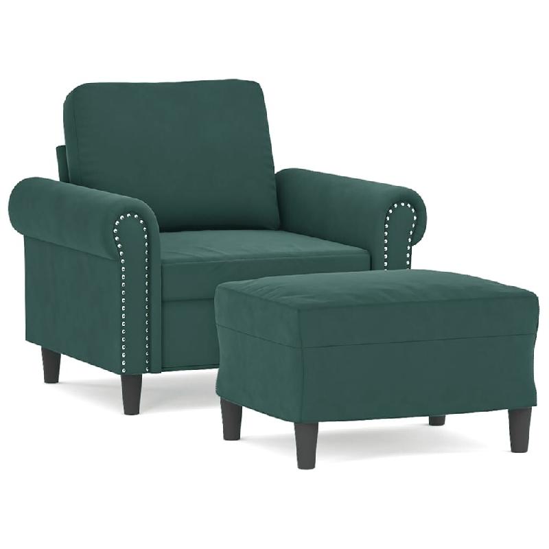 VidaXL Fauteuil avec repose-pied Vert foncé 60 cm Velours Modèle Orion Master Essence - 3201207_0