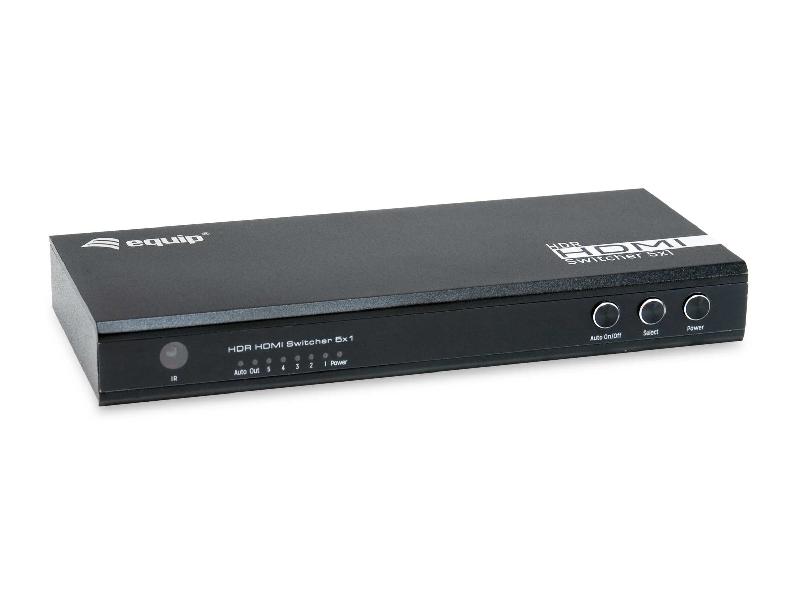 EQUIP 332726 - Commutateur vidéo HDMI 2.0 - 5 entrées HDMI, 4K Ultra HD, Aluminium, Noir_0