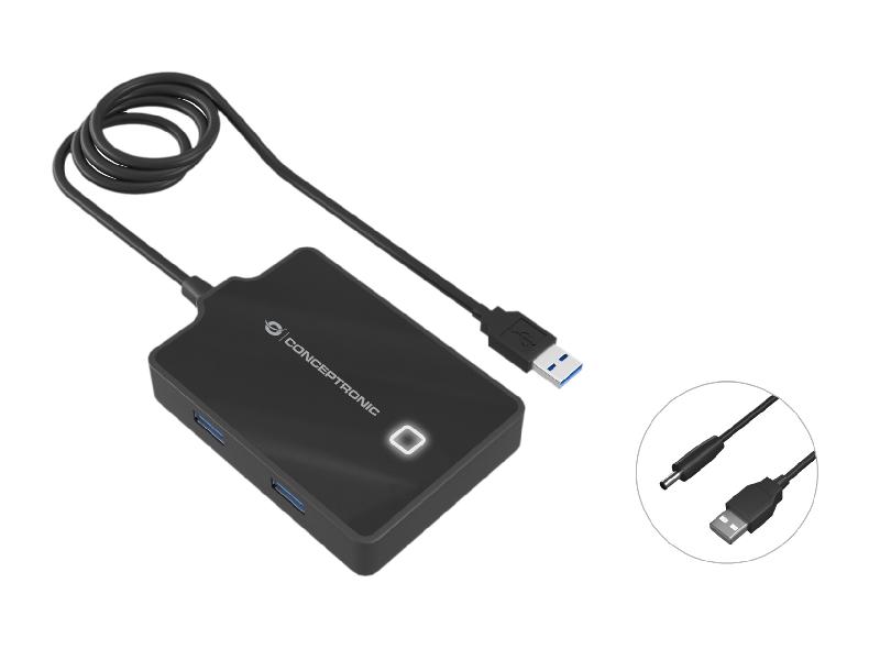 Conceptronic HUBBIES11B - Hub USB 3.2 Gen 1 Type-A - 4 ports - 5000 Mbit/s - Noir_0