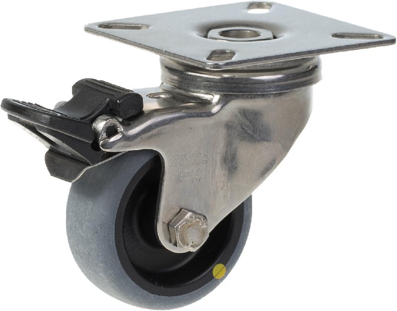 Roulette pivotante/frein de 50 mm en acier inoxydable avec thermocouple conducteur d'électricité gris_0