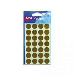 AGIPA SACHET DE 112 PASTILLES ADHÉSIVES MÉTALLISÉES. DIAMÈTRE 15MM COLORIS OR