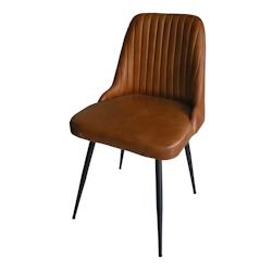 Anticline Créations Chaise en cuir + piètement fer L44X P 56 X H83 -  assise 50.5 cm - marron cuir CS1347_0
