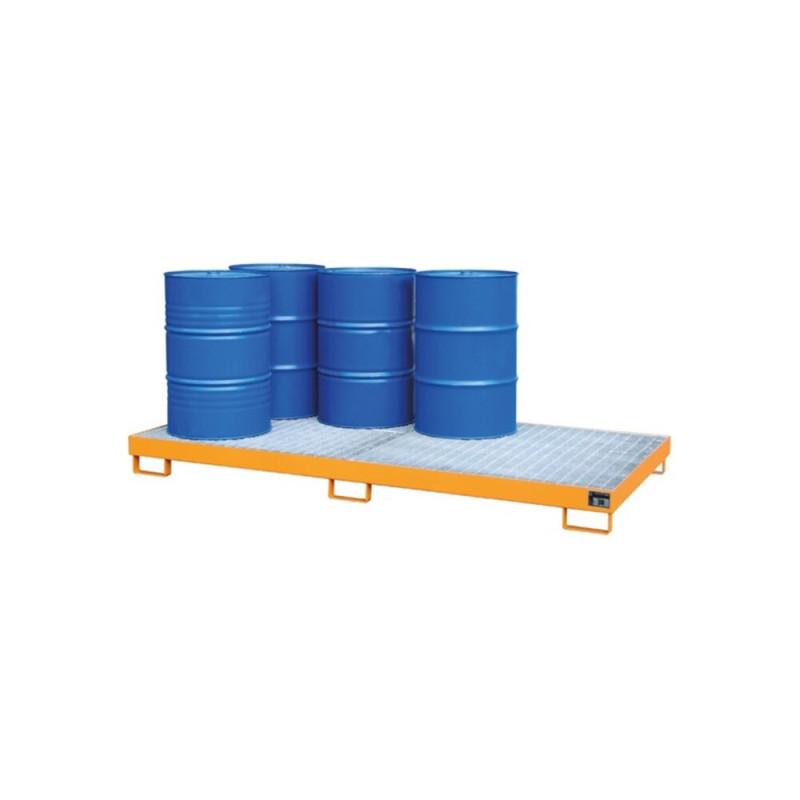 Bac de rétention acier - Capacité de rétention 340 à 470 litres - Compatible fûts 60L et 200L - Résistant aux chocs et rayures_0