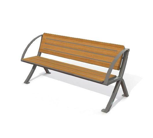 Banc public Gardonnenque - lames en compact HPL, acier galvanisé thermolaqué RAL 7016_0