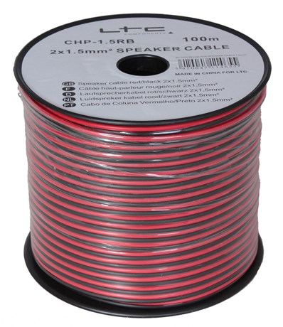 BOBINE CÂBLE HAUT-PARLEUR NOIR 2 X 1.5 MM 100 M