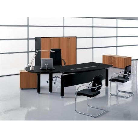 Bureau de direction en cuir avec table de convivialité - Frezza FORMA - Plateau 276 x 167 cm_0