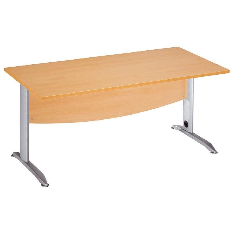 BUREAU DROIT ACTIVITY MÉTAL - L. 140 X P. 80 CM - PLATEAU HÊTRE - PIEDS L 'ALUMINIUM'