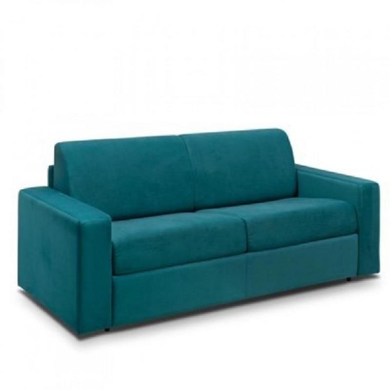 Canapé convertible express Midnight Amore - Sommier à lattes 120cm, matelas 16cm, velours bleu paon_0