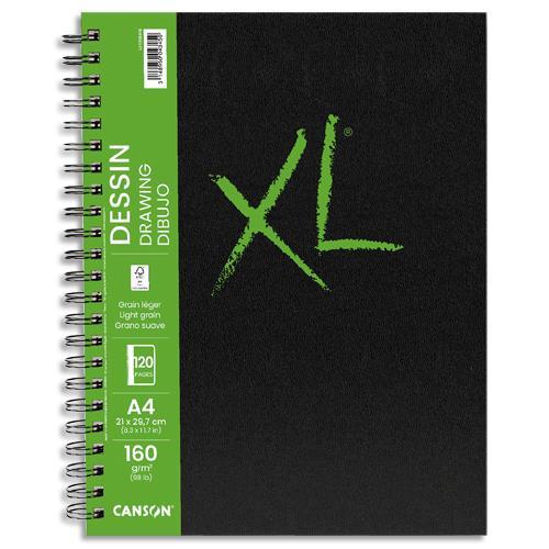 CARNET DE 60 FEUILLES CANSON XL BOOK DESSIN - FOMAT A4 - 160 GRAMMES, GRAIN LEGER - SPIRALE GRAND CÔTE