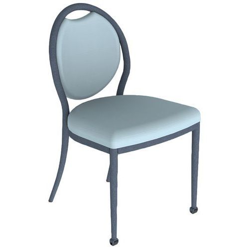 CHAISE 260 MOB ALU ASS/DOS ABAKA GRIS BLEU 4P NOIR SABLÉ - MOBIDECOR
