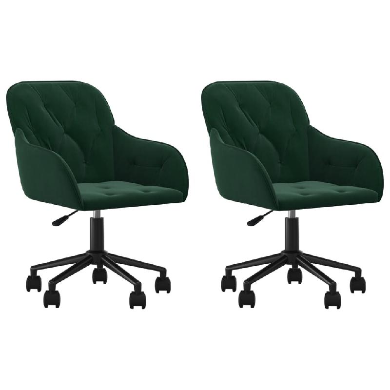 Chaises pivotantes à manger lot de 2 Vert foncé Velours Modèle Orion Master Pro - 3103423_0