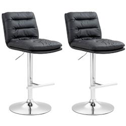 CLP Lot de 2 tabourets de bar Damar en similicuir Noir /Chrome - noir polyester 325683_0