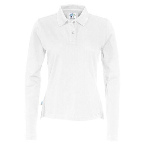 COTTOVER POLO PIQUE MANCHES LONGUES FEMME - CERTIFIÉ GOTS BLANC - TAILLE L
