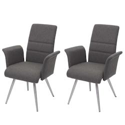 Décoshop26 - 2x chaises de salle à manger cuisine avec accoudoir tissu et acier inoxydable gris-brun 04_0000403 - gris 3000253508985_0