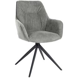 Décoshop26 - Chaise de salle à manger pivotant avec accoudoirs x1 en tissu gris et piètement en métal noir 10_0002044 - gris 3000250805148_0