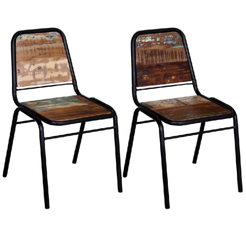 Décoshop26 - Lot de 2 chaises de salle à manger cuisine style industriel bois de récupération solide CDS020284 - Bois massif 3001073699785_0
