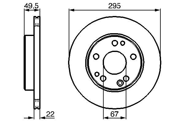 Disque de frein Bosch 0986478525 - ventilé intérieur - boîte de 2 disques - avant - 5 trous_0