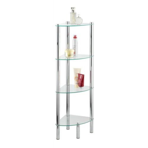 ÉTAGÈRE DE SALLE DE BAIN D'ANGLE - YAGO - 4 TABLETTES EN VERRE WENKO