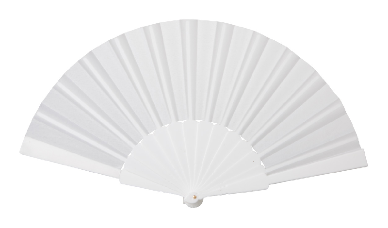 Éventail - textile et plastique - couleur blanche - poids 47g_0