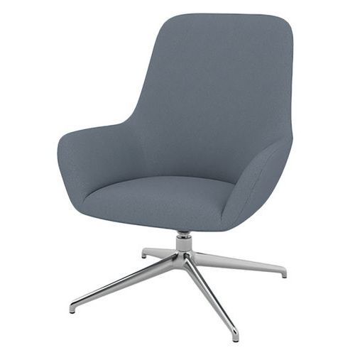 FAUTEUIL CITY DOSSIER MOYEN PIED ALU TISSU BLEU GRIS - QUADRIFOGLIO