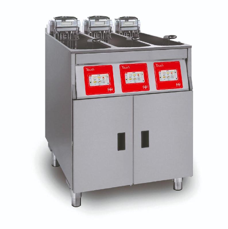 Friteuse électrique sur coffre avec filtration d'huile et écran à triple cuves 3x9 l -592x650x994 mm - TL-633-M33-G0_0