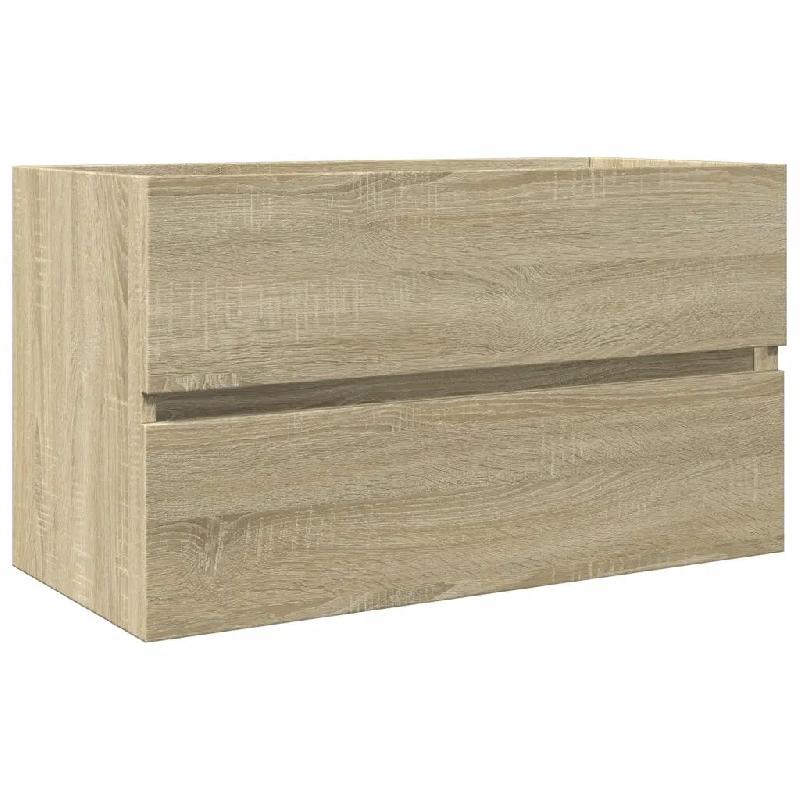 Helloshop26 - Armoire d'évier murale design épuré salle de bain 80 x 38,5 x 45 cm en bois d'ingénierie chêne sonoma 02_0049701 - Bois massif 3000_0