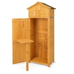 Helloshop26 - Armoire de jardin en bois imperméable avec toit abri de jardin avec table pliable étagères et 8 crochets 75 x 50 x 20_0007049 - 30002_0
