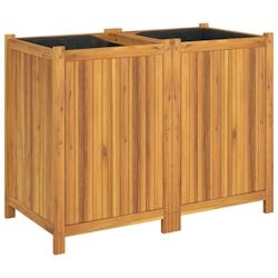 Helloshop26 - Jardinière bac lit surélevé plantes fleurs terrasse jardin avec doublure 100 x 50 x 75 cm bois massif d'acacia marron 02_0038119 - 30_0